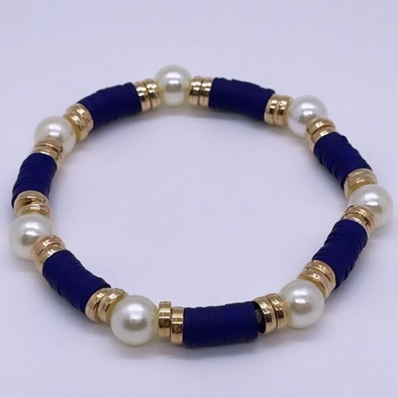 NWT Wool + Pepper Co. Indigo & Gold Bracelet - Picture 2 of 6